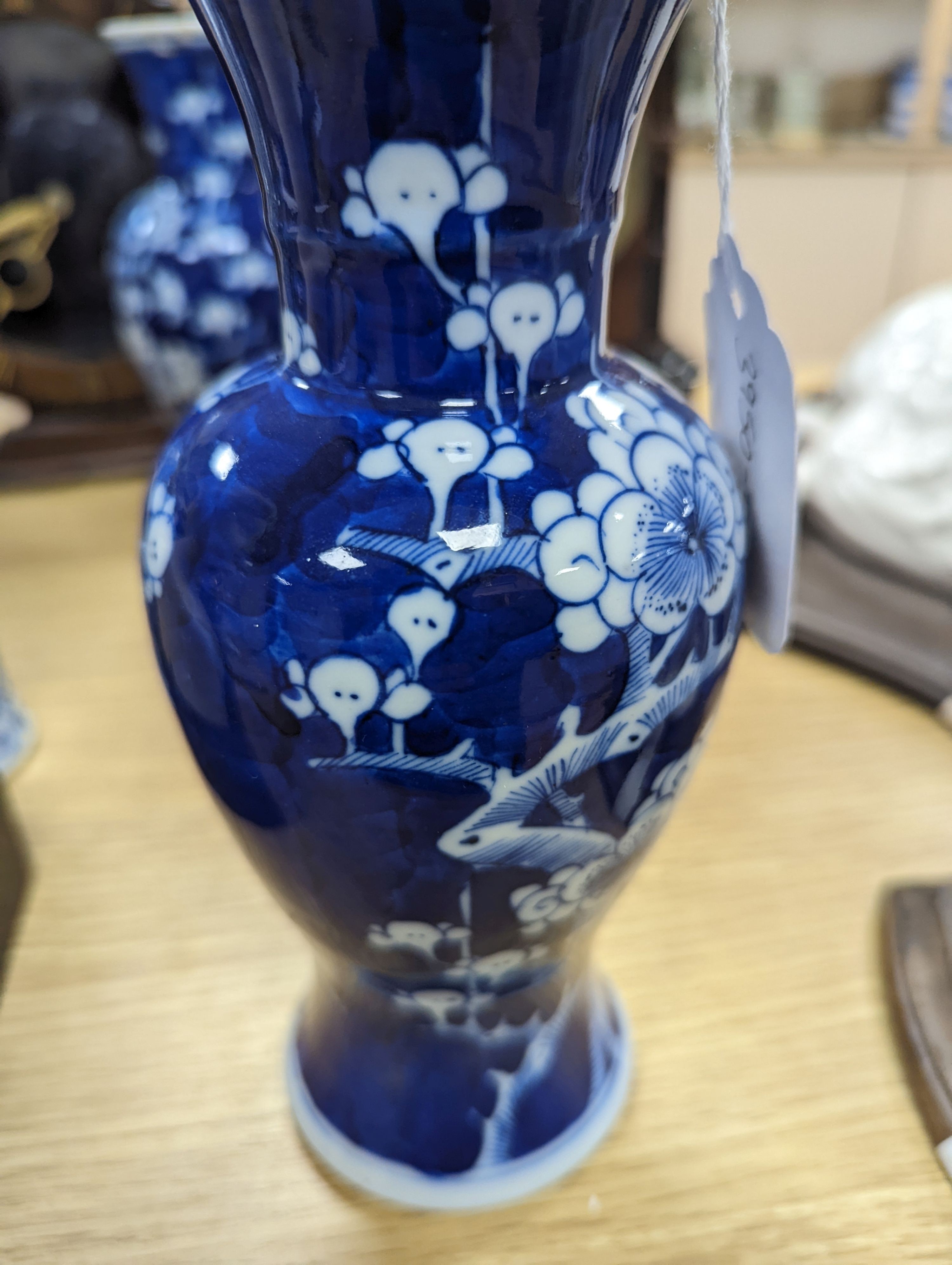 Three Chinese blue and white vases, late 19th/early 20th century, the tallest 19.5 cm